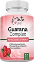 Amate Life Guarana Complex - Guarana Complex Energizer - Kofein Energizing Supplement - Zdroj energie - Doplněk pro zvýšení funkce mysli - 1000mg Guarana - 90 tablet
