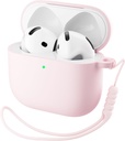 ORNARTO pro AirPods 4 pouzdro, Soft Silicone Full Protection Cover s LED Viditelným, kompatibilní s AirPods 4. generace 2024 - Křída růžová