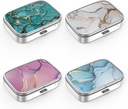 Pill Box 2 Kompartment Medicine Pouzdro, Přenosné pro kapesní nebo Purse Pill Box Dekorativní kovová medicína Pořadatel vitaminu Unikátní Dár4PCS