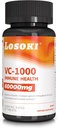 Losoki VC 1000 - Vysokodávkové vitamíny C doplňky pro imunitní podporu a antioxidační ochranu - Buffered Formule s práškem Rose HIPS - 60 Tablet