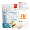 310 Nutrition All- in- One Meal Náhrada Shake Powder w / Shaker Cup Starter Kit - High Protein Fiber Rich Vegan Superfood Blend - Sugar- Free, Keto & Paleo Friendly, Low Carb - Vanilla Creme 14 srv