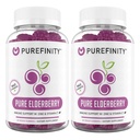 PUREFINITY Elderberry Gummies s Sambucus, Vitamin C, a zinek - Váš perfektní denní 3-in-1 dodatek pro děti a dospělé - gluten zdarma, Non- GMO, Vegan, 60 Počet (balení po 2)