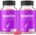 NutraChamps (2 Pack) Biotin Gummies 10,000mcg [vysoká potence] pro zdravé vlasy, kůže a nehty pro dospělé a děti - 5000mcg v každém Gummy vitamin - Vegan, Non- GMO, Pectin- based Hair Health Supplement