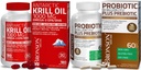 Bronson Probiotic 50 miliard CFU + Prebiotic s jablečnými polyfenoly a ananasem Extrac Antarktický krilový olej 1000 mg s Omega- 3s EPA DHA