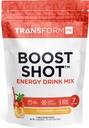 TransformHQ zvýšení Shot Powder Drink Packets, Strawberry Lemonade, 7 Pack, Energetické doplňky pro ženy a muže, s kofeinem, vitamín B12, B9, B6 & B3