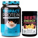 Nutrology TRIPACT Protein Powder, 7- in-1 Meal Replacement Shake, Vanilla Latte Skořice Flavor (40 Doručování) Beet Natural O2, Pre Workout Powder, Passion Fruit Flavor (30 Serings)
