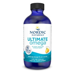 Nordic Naturals Ultimate Omega 3 Fish Oil Liquid | High Potency Fatty Acids Supplement For Men & Women | 2840 Mg Fish Oil EPA & DHA | Promotes Brain & Heart Health | Lemon Flavour 4 Oz