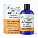 HoneyCombs vitamin B Complex Drops - Tekutý dodatek s vitaminem B1, B2, B3, B5, B6, B7, B9, B12 & Vitamin C - Super B Complex Vitamíny - Alkoholicko-volný doplněk tekutého vitamínu, 16 Fl Oz.