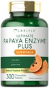Carlyle Papaya Enzyme Chewable Tablet CLAS124; Vegetarian, Non- GMO, gluten Free Formule CLAS124; Tropical Flavor