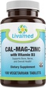 Cal- Mag- zink Chelated s vitaminem D3, kostní síla dodatek -zdravé kosti & zuby, srdce, svalovina, & zdravé kardiovaskulární systém - Nejlepší celé jídlo vitamin & minerální komplex-100 Vegan Caps