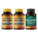 Sandhu Herbals Zinek 50mg & Moss Black Seed Oil Ashwagandha Ginger Burdock Root Dodatek pro muže a ženy 124; Vyrobeno v USA