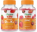 Živý vitamín D3 + Vitamin K2 Děti + Zinkové děti, Gummies Bundle - Velký Ochutnávka, Vitamin dodatek, Lepek zdarma, GMO zdarma, Žvýkací žlab