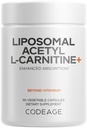 Codeage Liposomální acetyl- L- karnitin + dodatek - 500 mg acetyl- L- karnitin per Serving - 3- Month Supply, Liposomální Dodávka - Alcar dodatek - L- Carnitin - Non- GMO, gluten- Free, 90 Kapsle