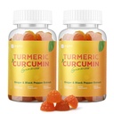 Kurkumin gumové s černým pepřem 2 Pack, Kurkuma a Ginger dodatek pro imunitní společnou podporu, Cukr zdarma Ginger gumové pro zánět veganu