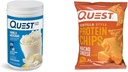Quest Vanilla Milkshake Protein Powder, 24g Protein, 1.6lb + Quest Nacho Cheese Tortilla Style Protein Chips, 18g protein, balení po 12 ks