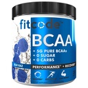 Fitcode Ultra Premium BCAA s 5G čistých BCAA s osvědčením 2: 1: 1 Poměr aminokyselin na pomoc po cvičení zotavení, Lean růst svalů, Vytrvalost, 30 Služeb (Blue Raz)