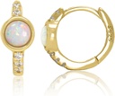 14K Gold Plated 925 Sterling Silver Vytvořeno White Opal Huggie Hoop náušnice