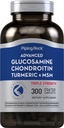 Piping Rock Glucosamine Chondroitin MSM Turmeric CLAS124; 300 Caplet CLAS124; dodatek pro ženy a muže CLAS124; Advanced Triple Strength Complex CLAS124; Non- GMO & Gluten zdarma