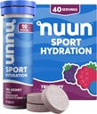 Nuun Sport Electrolyte Tablety s hořčík, vápník, draslík, chlorid & sodík, gluten Free & Vegan, Tri-Berry, 4 balení (40 Služeb celkem)