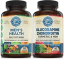 Mens Daily Multivitamins & Advanced Joint Support Bundle (Jedna láhev každý). Kolektivně podporuje holistické wellness, posílenou energii a společné zdraví. USA Made.