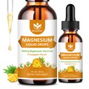 Glycinát hořečnatý Kapky s citrátem a taurátem - Kognitivní, Muscle & Focus, Liquid Magnesium Complex Dodatek s vitaminem D3, GABA, L-theanin, Ananas Flavor - 1 Fl Oz (2 balení)