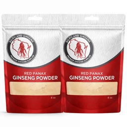 Červený Panax Ginseng Prášek s přírodní ženšen (16 oz) - Podporuje zdravou energii, vitalitu, nálady a další, Korejský Panax Ginseng Root Powder pro smoothies, kávu nebo nápoje (2 balení)