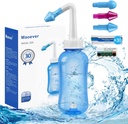 MAOEVER Neti Pot Sinus Rinse Nasal Wash 300ML Neti-Pot s 30 Nasal Wash Salt Packets a Nálepka Teploměr Čistič nosu Čistič lahví Tlakové zavlažování pro dospělé & Kid BPA zdarma (modrá)