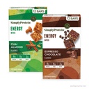 Jednoduchý protein - Energy Bites Variety Pack, 24 Bary - Plant Based Caffeinated Squares - 55mg kofein - Energy Boost - 8g Protein, 2g Cukr, 5-6g Fiber, 120-130 Calories - Vegan, gluten Free, Non GMO