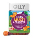 OLLY Kids Multivitamin & Probiotický Gummy, stravovací podpora, Vitamíny A, D, C, E, B, zinek, Žvýkací doplněk, Berry ochucené, 50 denní zásobování - 100 Počet