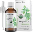 Esenciální organický olej z oregano- 100% čistého řeckého oreganového oleje s karvakrolem - nad 86%, Non- GMO, Extra síla oregano oleje organické kapalné kapky, 1.7 FL.OZ / 50ml