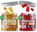 L-Tyrosinové gumy + Ashwagandha Gummies - L Tyrosine dodatek a Ashwagandha Doplňky Bundle - Ashwaganda, L-Tyrosine pro děti a dospělé - 60 Ashwa Gummies, 60 L-Tyrosine Focus Gummies
