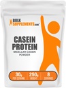 BulkSupplements.com Kasein Protein Powder - Micellar Casein Powder, Pomalý trávicí protein - Neochucený & gluten Free, 30g per Serving, 250g (8.8 oz) (Balení po 1)