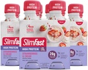 Štíhlý Pokročilý Nutriční jídlo Náhradní protein Shake - Připravený k pití, Pink, Jahody & Cream, 4 Lahvičky (balení po 3)