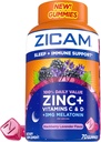 Zicam Sleep + Imunitní podpora. Zinek, Gummy dodatek, BlackBerry Lavender Flavor, Vitamin C a Vitamin D, 3mg melatonin na servírování, 70 Počet