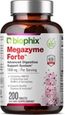 biophix Megazyme Forte 200 Tablet - Natural Plant Proteolytic Enzymes Nattozimes Serrazimes Podporuje imunitní zdraví trávicího systému