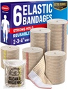 Vysoce výkonný elastický bandage Wrap - 6 Pack (2x2in, 2x3in, 2x4in) - Self- Closing Strong Compression Bandage Wrap for Feet, Ankles, Wrist, and Knees