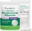 NAD + Doplněk Alternativa - Liposomální NAD + Resveratrol - 30-denní dodávky - Vysoká čistota NAD dodatek pro energii a zdravé stárnutí - 80 Kapsle