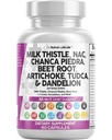 Clean Nutraceuticals Thistle NAC Chanca Piedra Beet Root Artichod Astragalus Dandelion Root - Játra Cleanse Detox & Opravy dodatek Plus TUDCA Cholin & Ginger - 1Pack