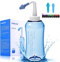 Darate Neti Pot Sinus Rinse Lahvička, Čistič nosu Tlak Rinse Nazální zavlažování pro dospělé & Kid BPA zdarma s termometrem samolepky (500ML)