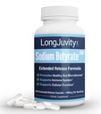 LongJuvity Sodná Butyrate dodatek (300mg) - Přirozeně sourced postbiotic - Optimální Gut zdraví & Leaky Gut opravy - Postbiotická krátká řetězce mastné kyseliny, Laboratorní testování (120 Rozšířené uvolňování Caps)
