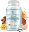 Glutathione dodatek 1000 mg, Houbový dodatek s vitamínem C, Niacin - jaterní detox, imunitní podpora a antioxidant, snížená L- Glutathione 120 Veganské kapsle - Non GMO