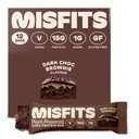 Misfits Vegan Protein Bars, Dark Chocolate Brownie - Původní recept CLO124; Gluten Free, Plant based, Nízký cukr & Carb, High Fiber Snacks CLO124; Balení 12