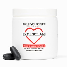 Věda na vysoké úrovni CoQ10, Omega33, Vitamin E - Kardiolog pro srdce + tělo + duševní zdraví s DHA / EPA, Antioxidant pro energii, Superior biodostupný rybí olej - gluten zdarma, 60 Softgels