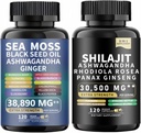 Mořský Moss a shilajit Moss Black Seed Oil Ashwagandha Ginger & shilajit rhodiola rosea panax Ginseng (120 hrabě)