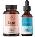 HERBAMAMA Sage and Ashwagandha Kit - Bundle of 1000 mg Sage Leaf Capsules & Ashwagandha Root Tincture 2 fl oz - Vegan, Non- GMO, Sugar & Alcohol- Free - 2 Pack