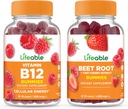 Živý vitamin B12 + Řepa kořen, Gummies Bundle - Velký přípitek, doplněk vitamínu, gluten zdarma, GMO zdarma, žvýkací