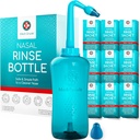 Medi třída Sinus Rinse láhev, 500 ml s 30 Sinus Rinse Packets - Kompletní Nasal zavlažovací systém - Neti Pot Nose Cleaner - Nasal Wash Kit pro domácí nebo cestovní - 2 Nasal Rinse Tipy a skladovací pytel