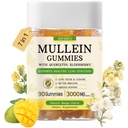 Mullein Gummies with 3600mg Mullein Leaf Extract, 7 in 1 for Lung Cleanse, Respirate Lung Health, Imunite Booster, Elderberry, Quercetin, Bromelain, Vitamin C & D3, No Sugar, for Dospělí, Vegan, 90 Count