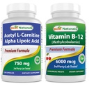 Nejlepší Naturals Acetyl L- karnitin a alfa kyselina lipoová 750 mg & vitamín B- 12 6000 mcg