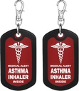 Mnmoom 2ks Asthma Inhaler uvnitř Tag- Red Medical Alert Zipper Tag Tag